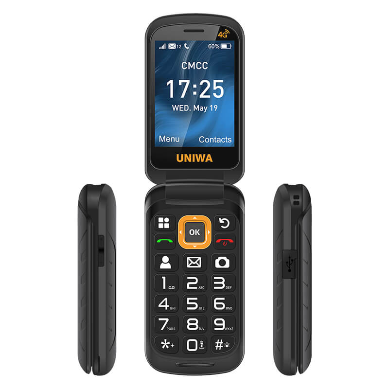 UNIWA V909T 2.8 Inches Double Screen VoLTE Flip 4G Feature Phone