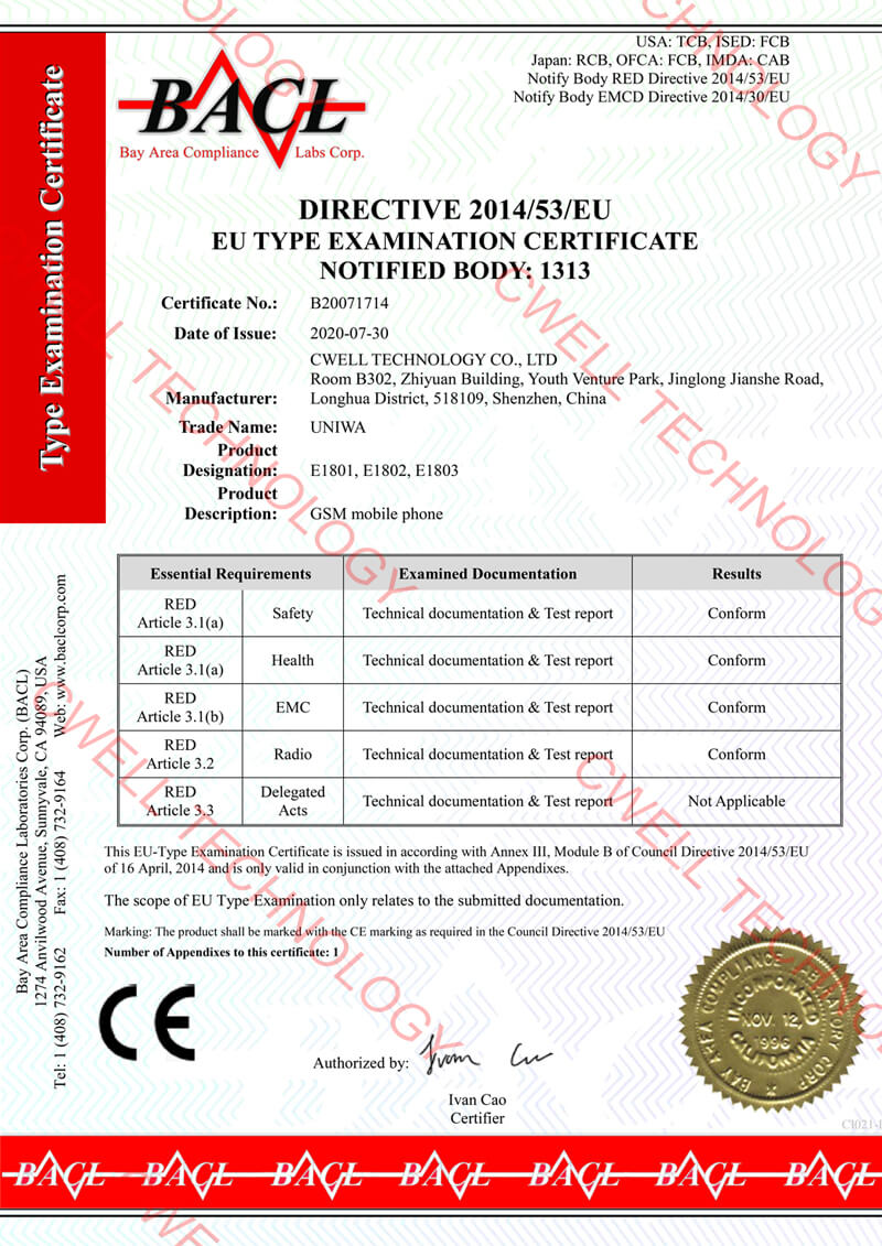 GSM Feature Phone CE Certificate