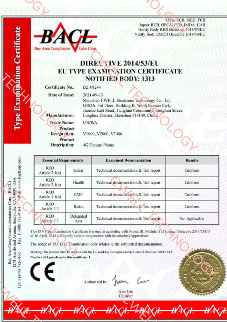 V1000 CE Certificate