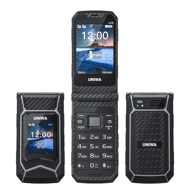 UNIWA X29 2.8 Inch Double Screen Dual SIM Card GSM Rugged Style Flip Phone with Big Battery
